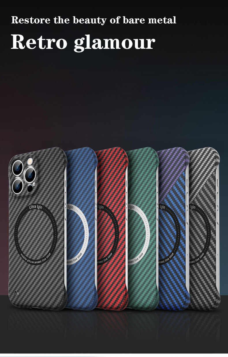 Premium iPhone Case MagSafe Compatible Carbon Fiber Texture Shockproof Protective Cover Ultra Thin Slim Design Camera Lens Protection Lightweight