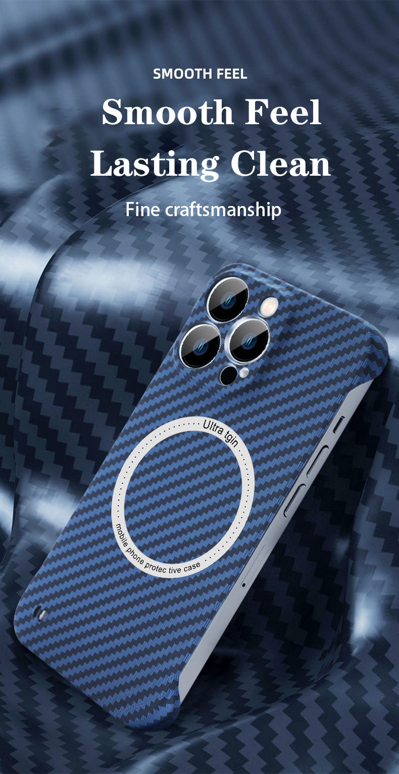 Premium iPhone Case MagSafe Compatible Carbon Fiber Texture Shockproof Protective Cover Ultra Thin Slim Design Camera Lens Protection Lightweight