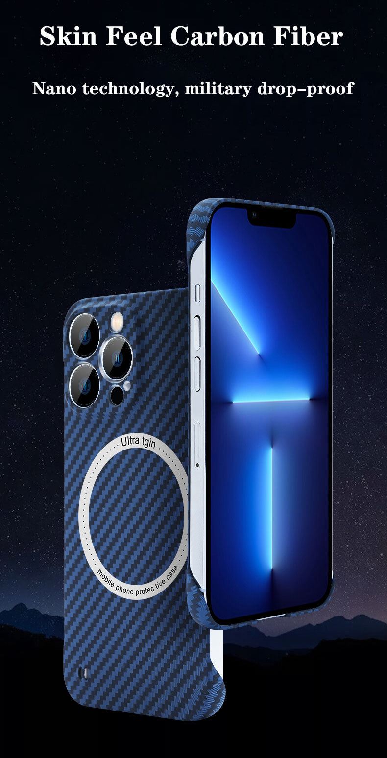 Premium iPhone Case MagSafe Compatible Carbon Fiber Texture Shockproof Protective Cover Ultra Thin Slim Design Camera Lens Protection Lightweight