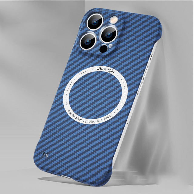Premium iPhone Case MagSafe Compatible Carbon Fiber Texture Shockproof Protective Cover Ultra Thin Slim Design Camera Lens Protection Lightweight