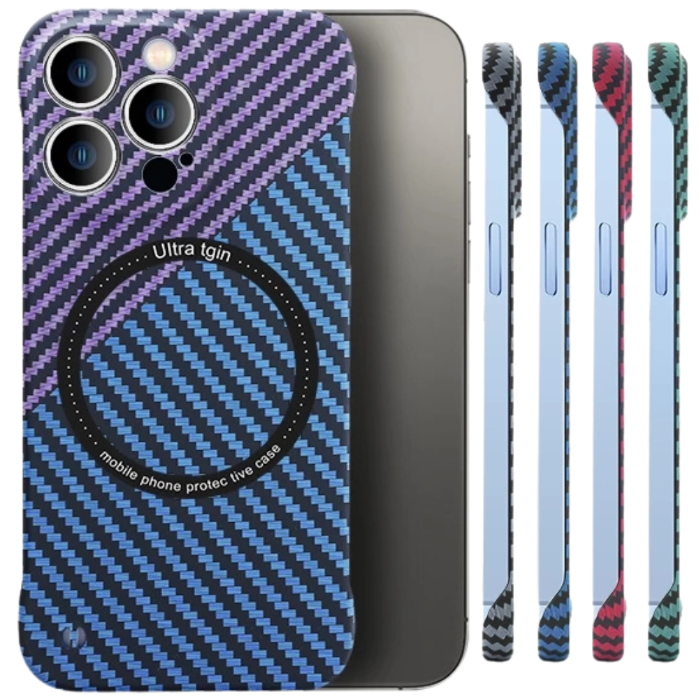 Premium iPhone Case MagSafe Compatible Carbon Fiber Texture Shockproof Protective Cover Ultra Thin Slim Design Camera Lens Protection Lightweight