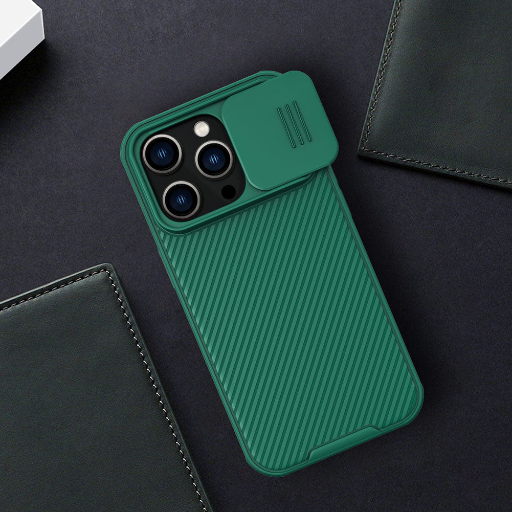 Premium iPhone Case MagSafe Compatible Carbon Fiber Texture Sliding Camera Cover Shockproof Protective Cover Camera Lens Protection Slim Design