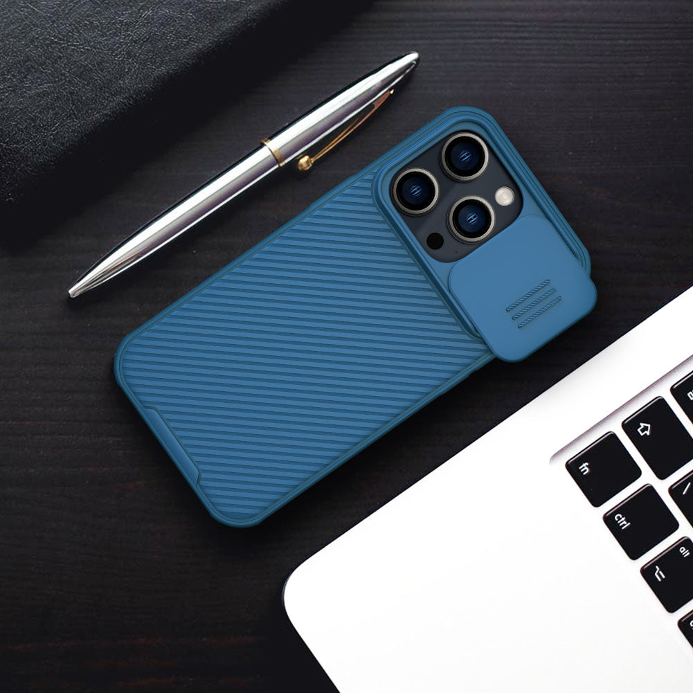 Premium iPhone Case MagSafe Compatible Carbon Fiber Texture Sliding Camera Cover Shockproof Protective Cover Camera Lens Protection Slim Design