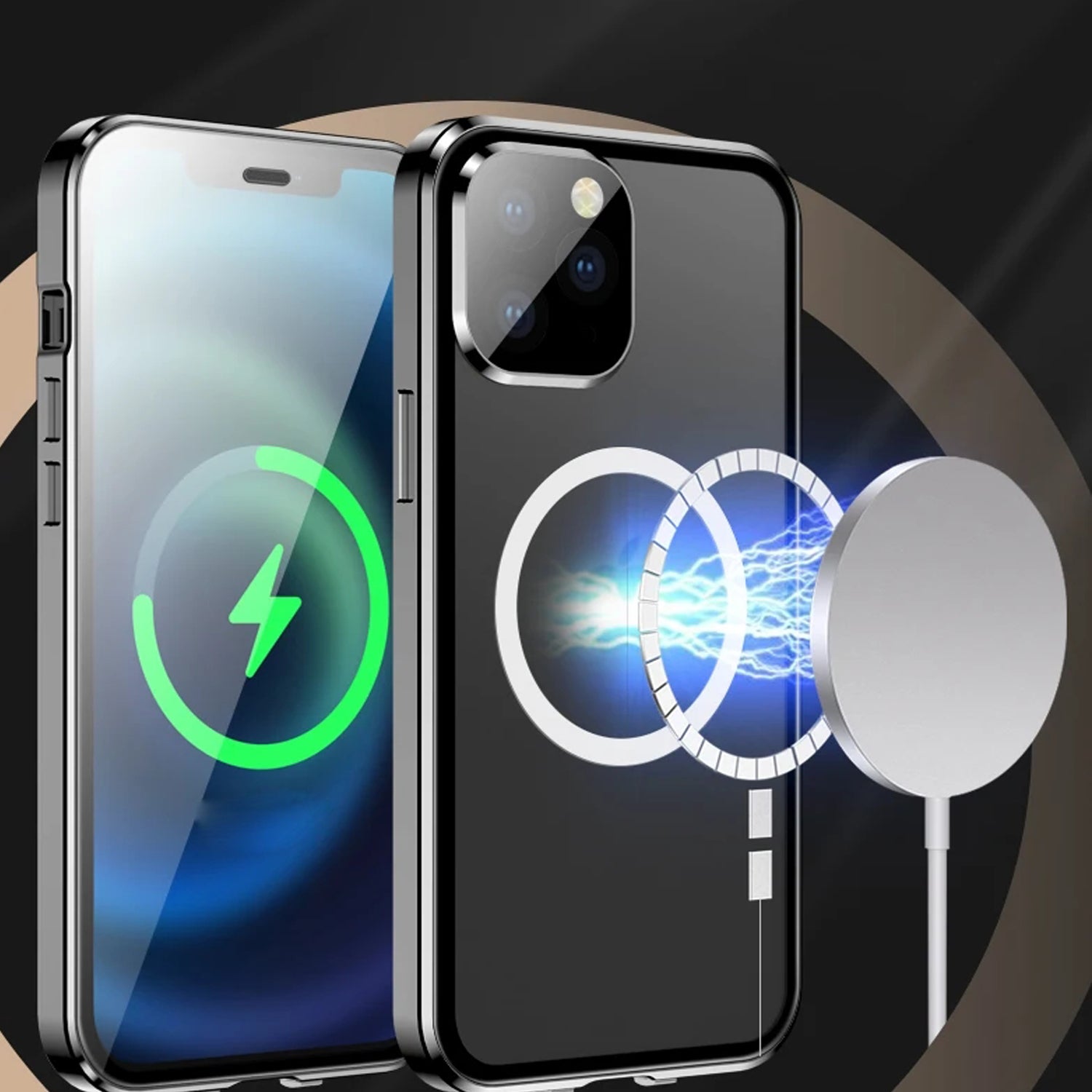 Premium iPhone Case MagSafe Compatible Double-Sided Tempered Glass Metal Frame Shockproof Protective Cover 360 Full Body Sealed Design Camera Lens Protection Slim Profile