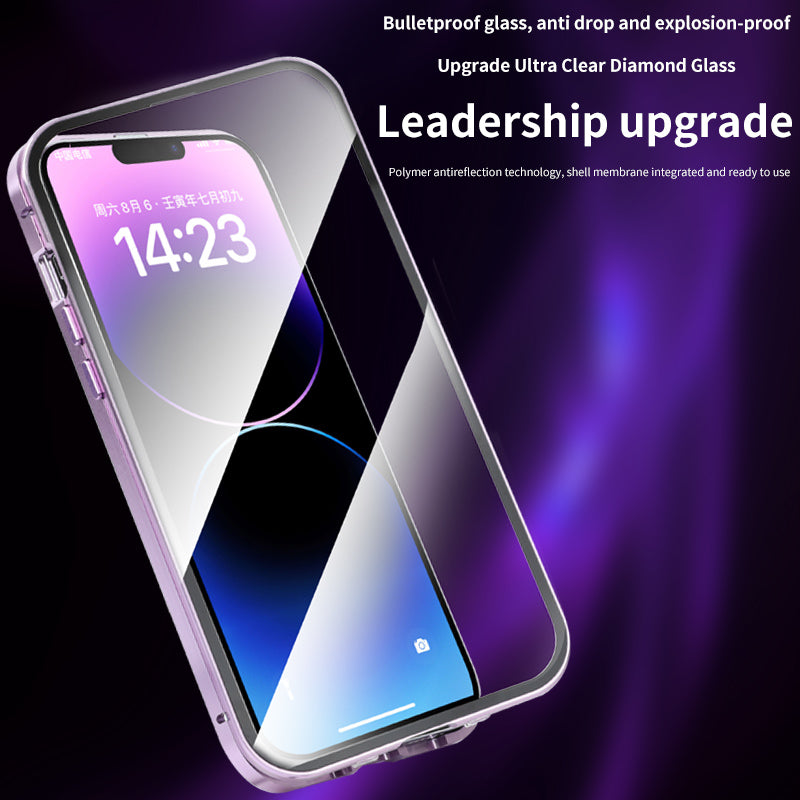 Premium iPhone Case MagSafe Compatible Double-Sided Tempered Glass Metal Frame Shockproof Protective Cover 360 Full Body Sealed Design Camera Lens Protection Slim Profile