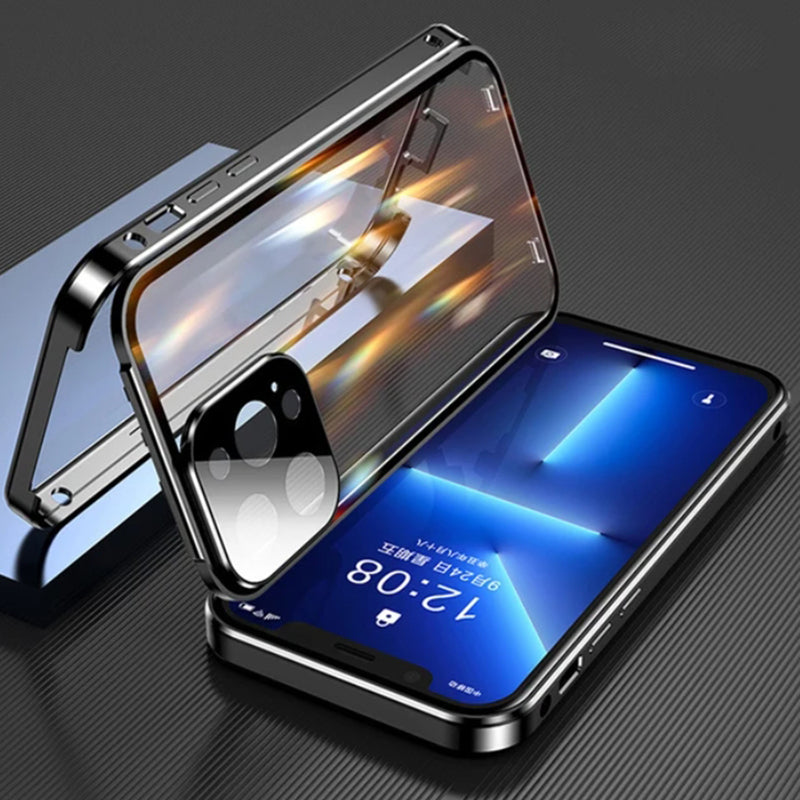 Premium iPhone Case MagSafe Compatible Double-Sided Tempered Glass Metal Frame Shockproof Protective Cover 360 Full Body Sealed Design Camera Lens Protection Slim Profile