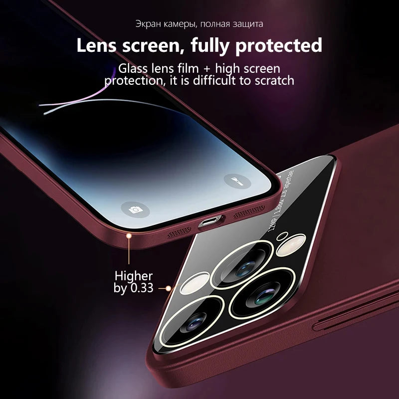 Premium iPhone Case MagSafe Compatible Double-Sided Tempered Glass Shockproof Protective Cover Magnetic Frame Camera Lens Protection Slim Design