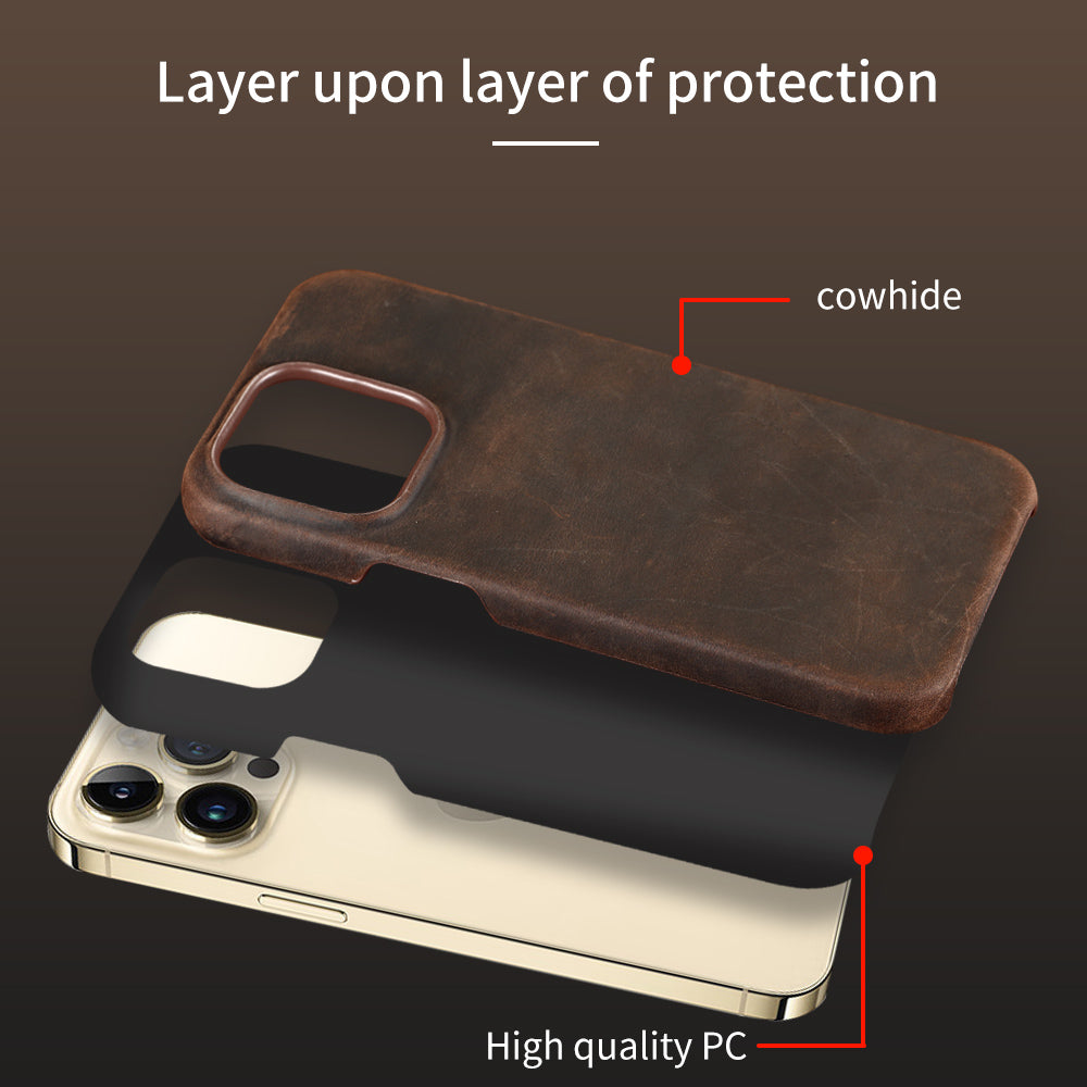 Premium iPhone Case MagSafe Compatible Genuine Leather Shockproof Protective Cover Strap Design Camera Lens Protection Slim Carry Strap