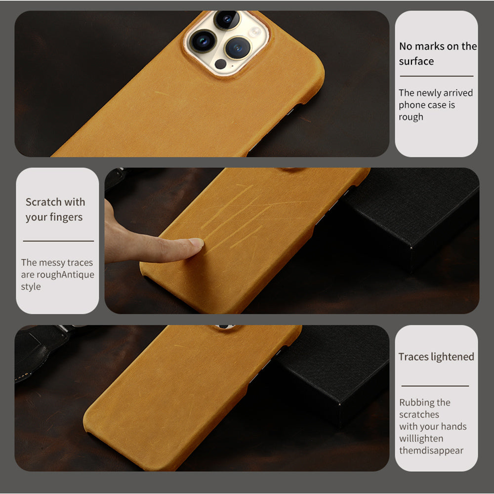 Premium iPhone Case MagSafe Compatible Genuine Leather Shockproof Protective Cover Strap Design Camera Lens Protection Slim Carry Strap