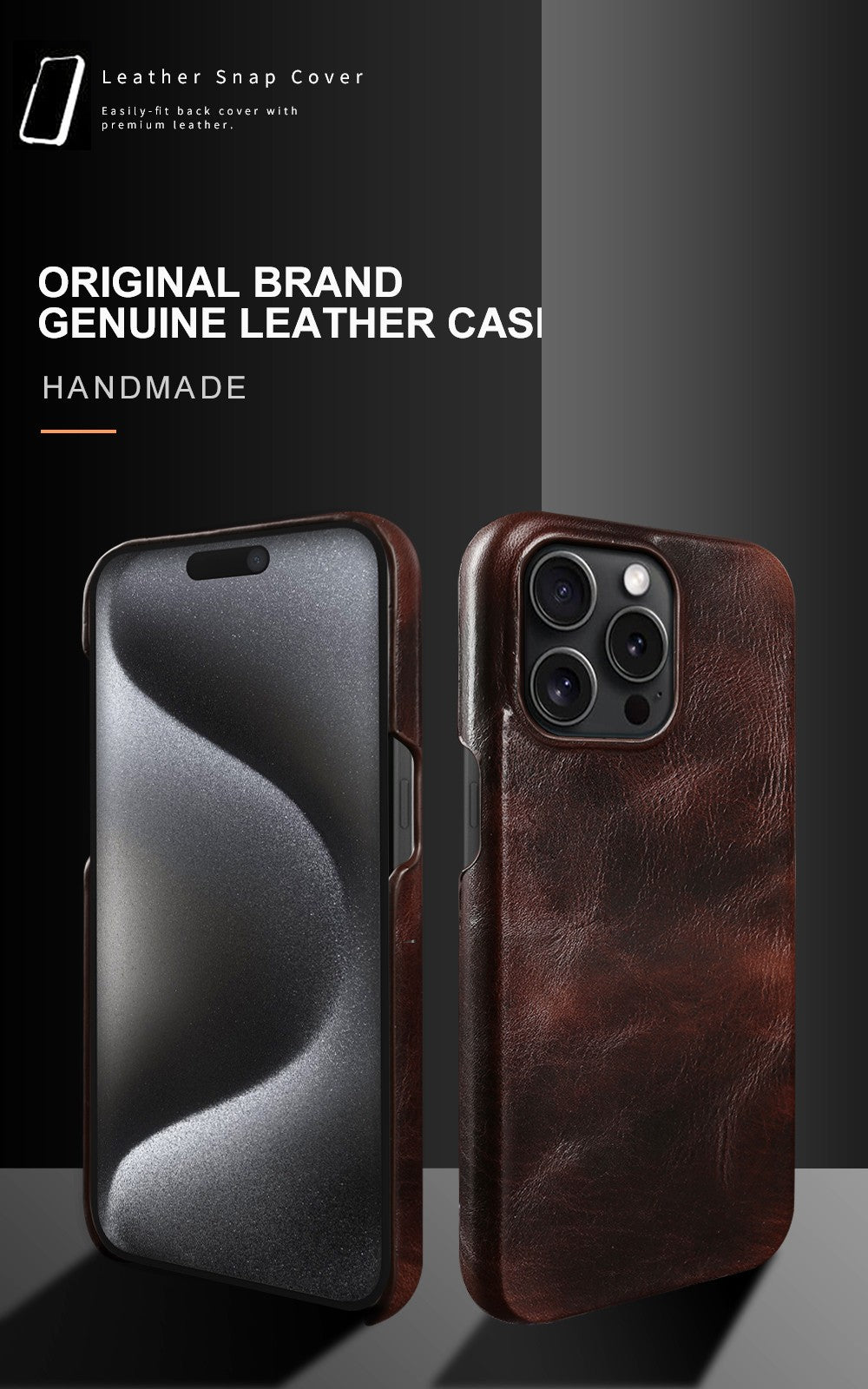 Premium iPhone Case MagSafe Compatible Genuine Leather Shockproof Protective Cover Strap Design Camera Lens Protection Slim Carry Strap
