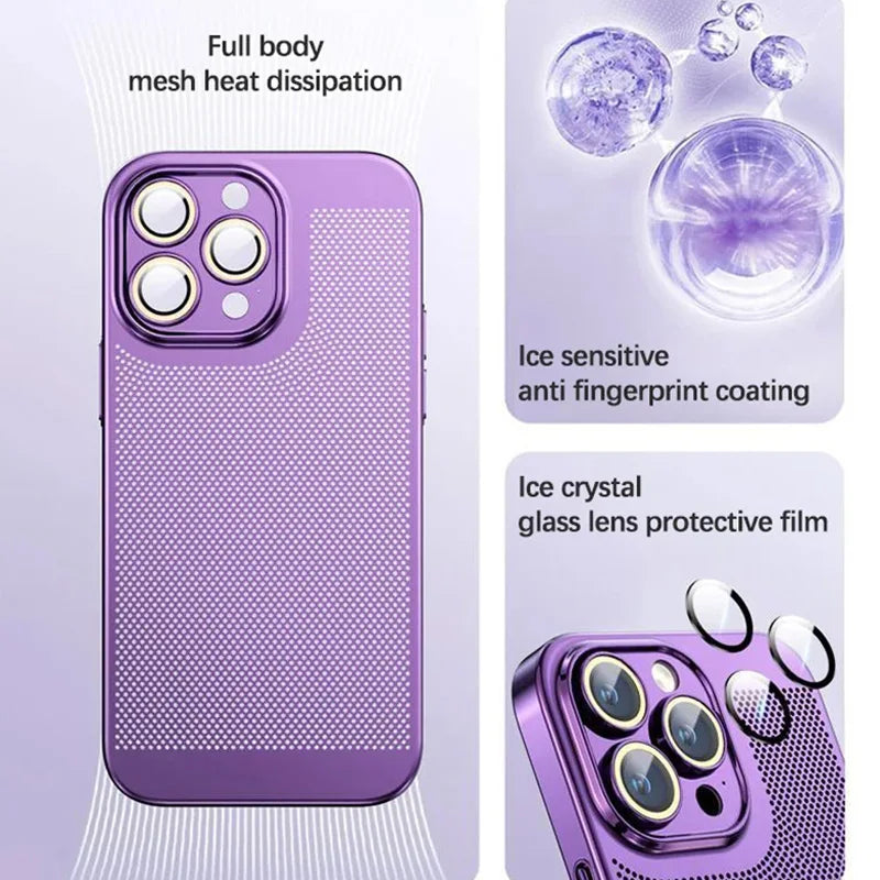 Premium iPhone Case MagSafe Compatible Honeycomb Texture Heat Dissipation Shockproof Protective Cover Camera Lens Protection Slim Design