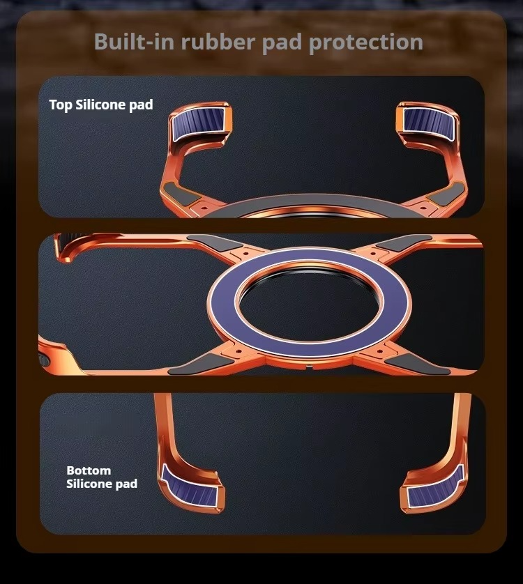 Premium iPhone Case MagSafe Compatible Magnetic Bumper Aluminum Alloy Frame 360° Rotating Ring Stand Shockproof Edge Protection Camera Lens Guard Slim Design