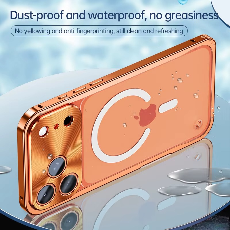 Premium iPhone Case MagSafe Compatible Magnetic Bumper Aluminum Alloy Frame Matte Transparent Back Shockproof Protection Camera Lens Guard Slim Design