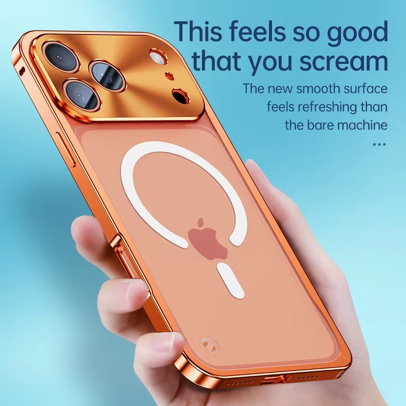 Premium iPhone Case MagSafe Compatible Magnetic Bumper Aluminum Alloy Frame Matte Transparent Back Shockproof Protection Camera Lens Guard Slim Design