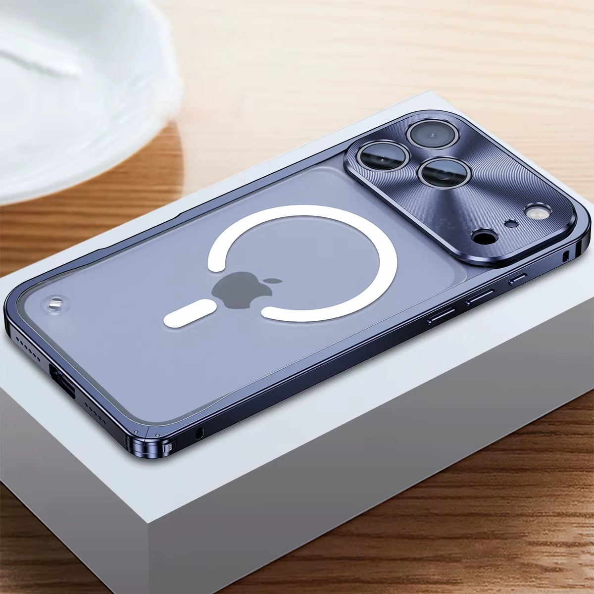 Premium iPhone Case MagSafe Compatible Magnetic Bumper Aluminum Alloy Frame Matte Transparent Back Shockproof Protection Camera Lens Guard Slim Design