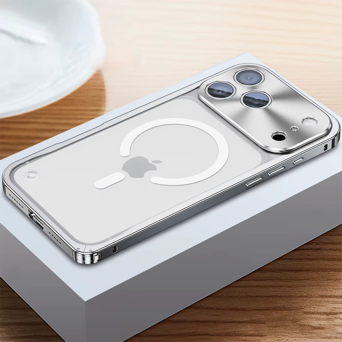 Premium iPhone Case MagSafe Compatible Magnetic Bumper Aluminum Alloy Frame Matte Transparent Back Shockproof Protection Camera Lens Guard Slim Design