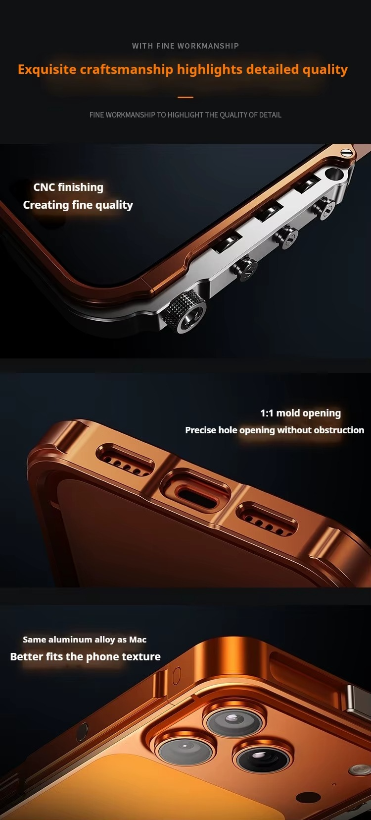 Premium iPhone Case MagSafe Compatible Magnetic Bumper Aluminum Alloy Frame Shockproof Protection Heat Dissipation Design Camera Lens Guard Slim Lightweight