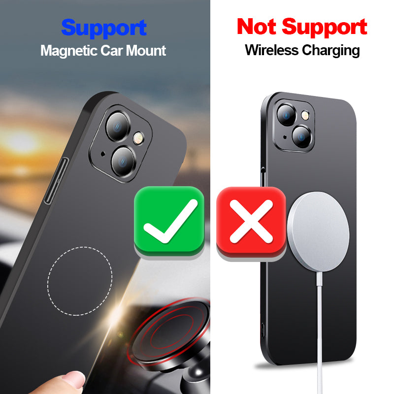 Premium iPhone Case MagSafe Compatible Magnetic Car Mount Matte Shockproof Protective Cover Ultra Thin Slim Design