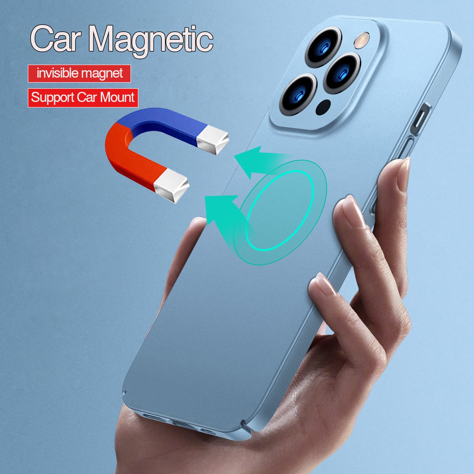 Premium iPhone Case MagSafe Compatible Magnetic Car Mount Matte Shockproof Protective Cover Ultra Thin Slim Design