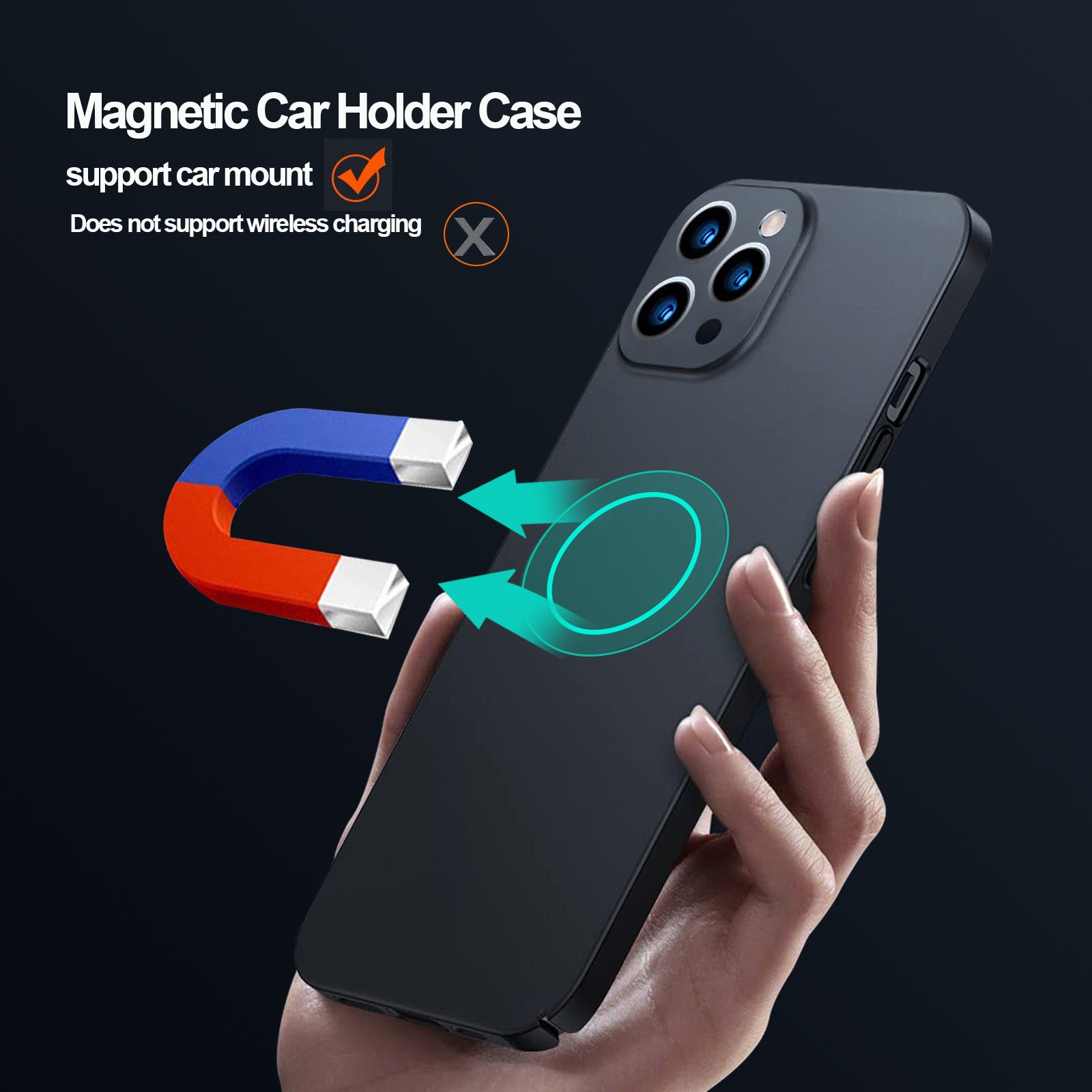 Premium iPhone Case MagSafe Compatible Magnetic Car Mount Matte Shockproof Protective Cover Ultra Thin Slim Design