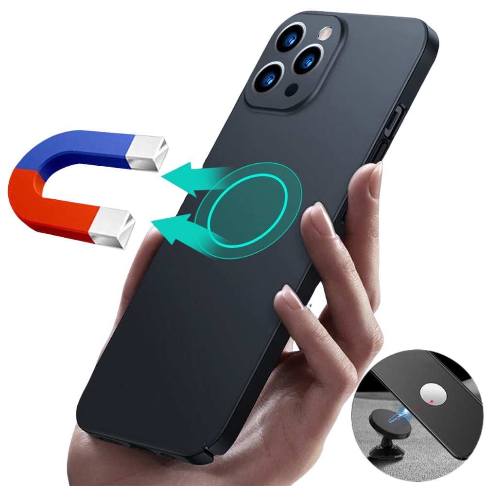 Premium iPhone Case MagSafe Compatible Magnetic Car Mount Matte Shockproof Protective Cover Ultra Thin Slim Design