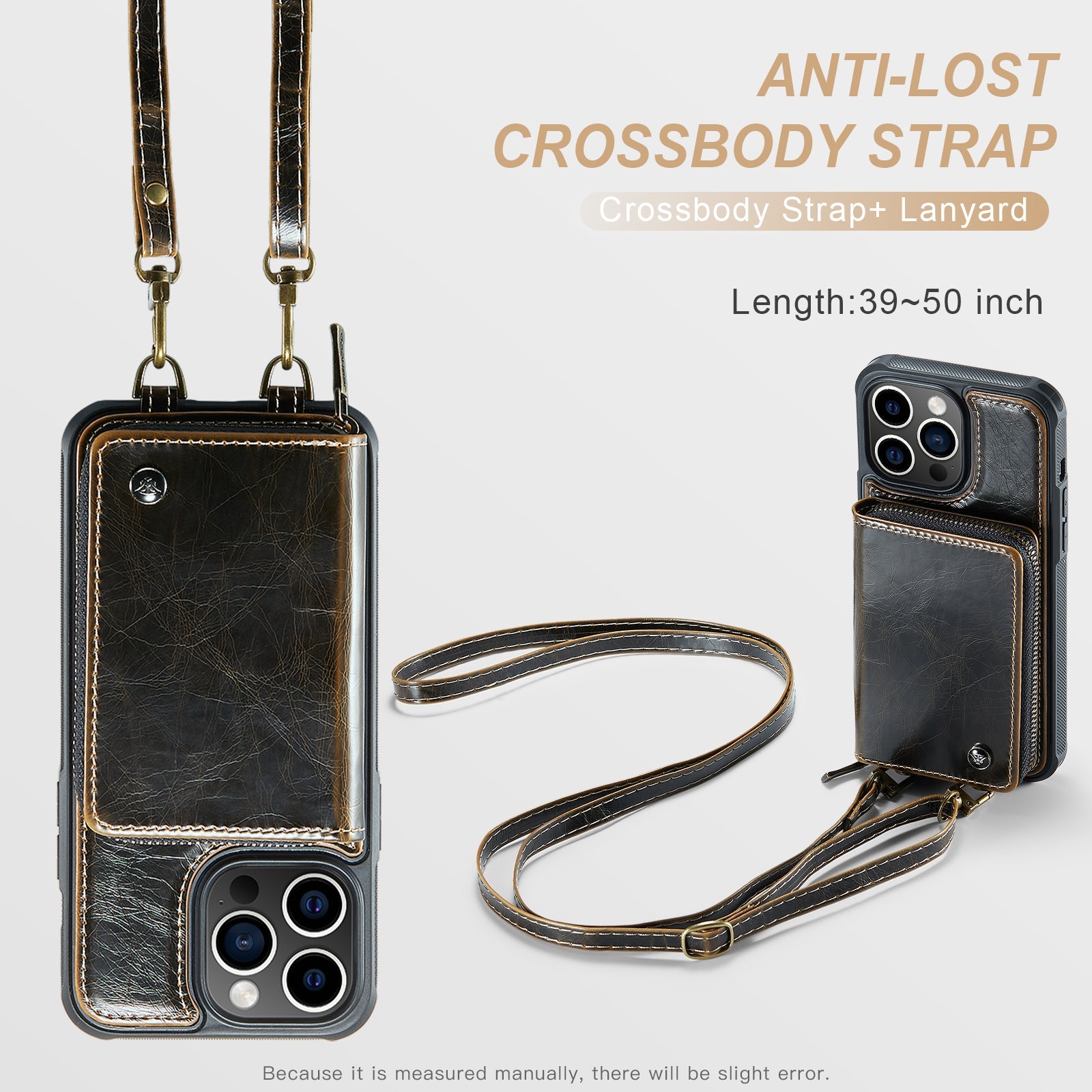 Premium iPhone Case MagSafe Compatible Magnetic Crossbody Wallet Cover PU Leather Card Holder Strap Stand Shockproof Full Protection Slim Design