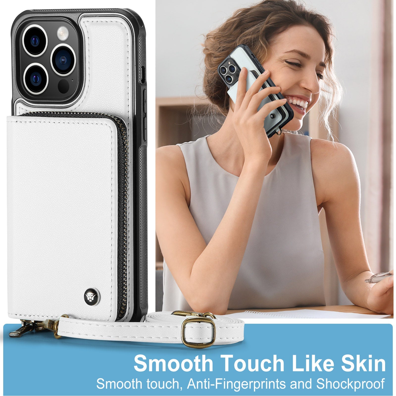 Premium iPhone Case MagSafe Compatible Magnetic Crossbody Wallet Cover PU Leather Card Holder Strap Stand Shockproof Full Protection Slim Design