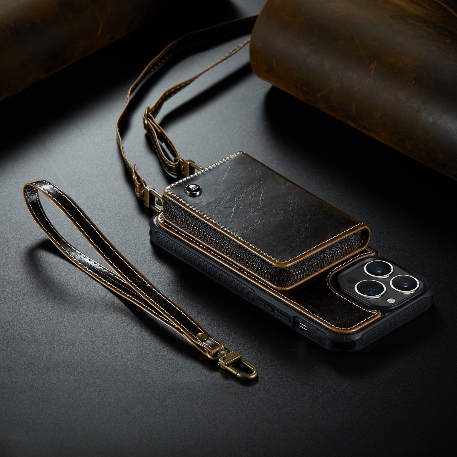 Premium iPhone Case MagSafe Compatible Magnetic Crossbody Wallet Cover PU Leather Card Holder Strap Stand Shockproof Full Protection Slim Design
