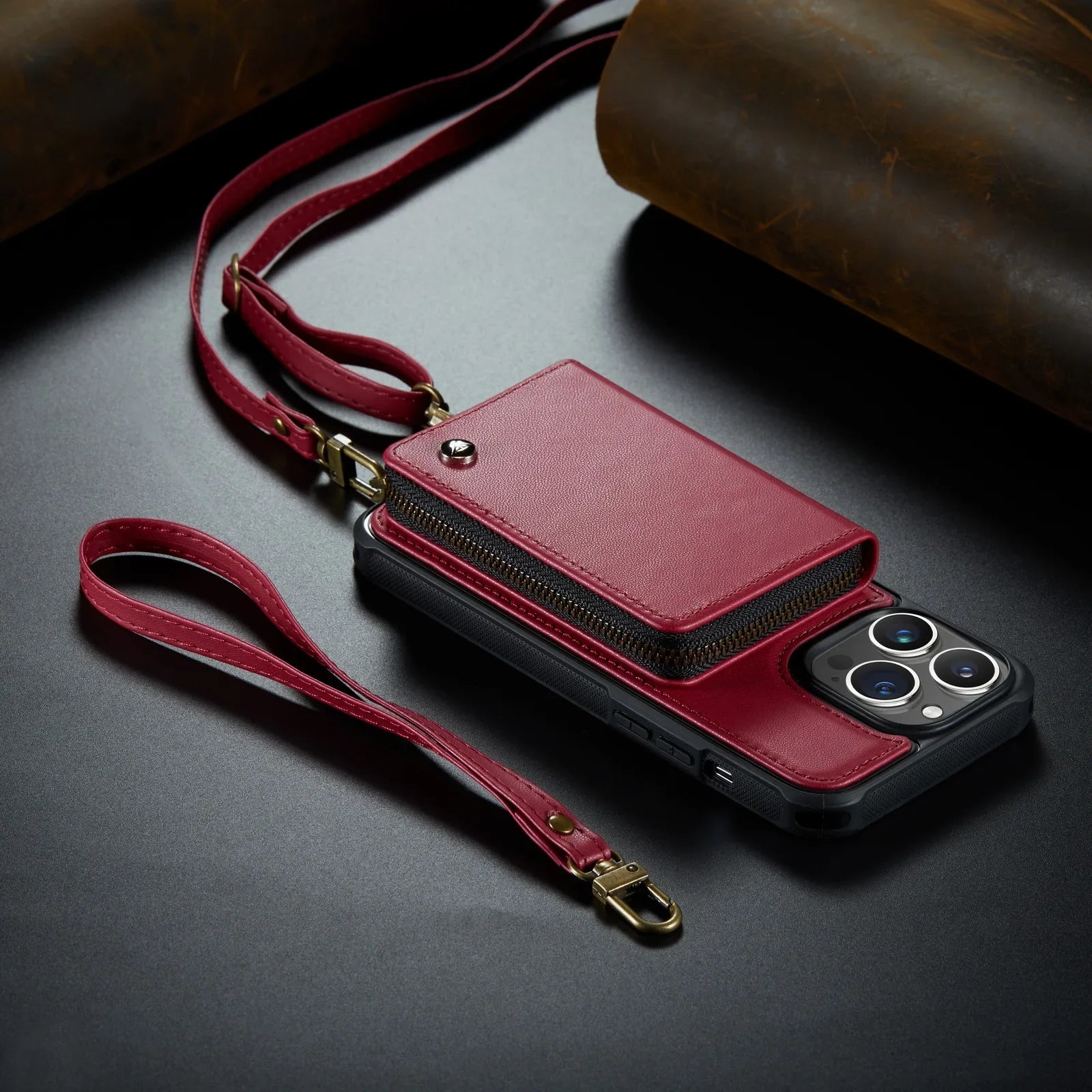 Premium iPhone Case MagSafe Compatible Magnetic Crossbody Wallet Cover PU Leather Card Holder Strap Stand Shockproof Full Protection Slim Design