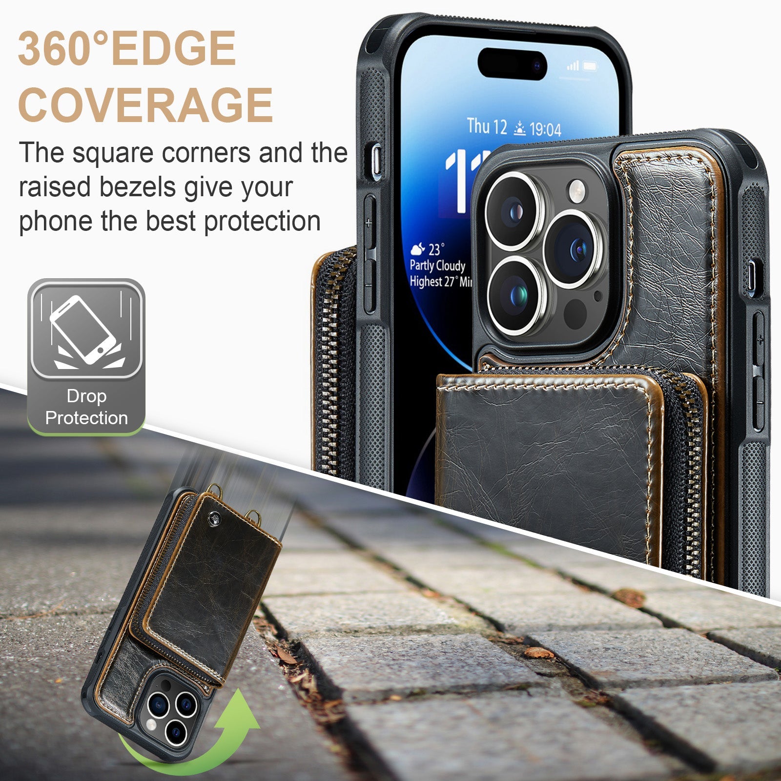 Premium iPhone Case MagSafe Compatible Magnetic Crossbody Wallet Cover PU Leather Card Holder Strap Stand Shockproof Full Protection Slim Design