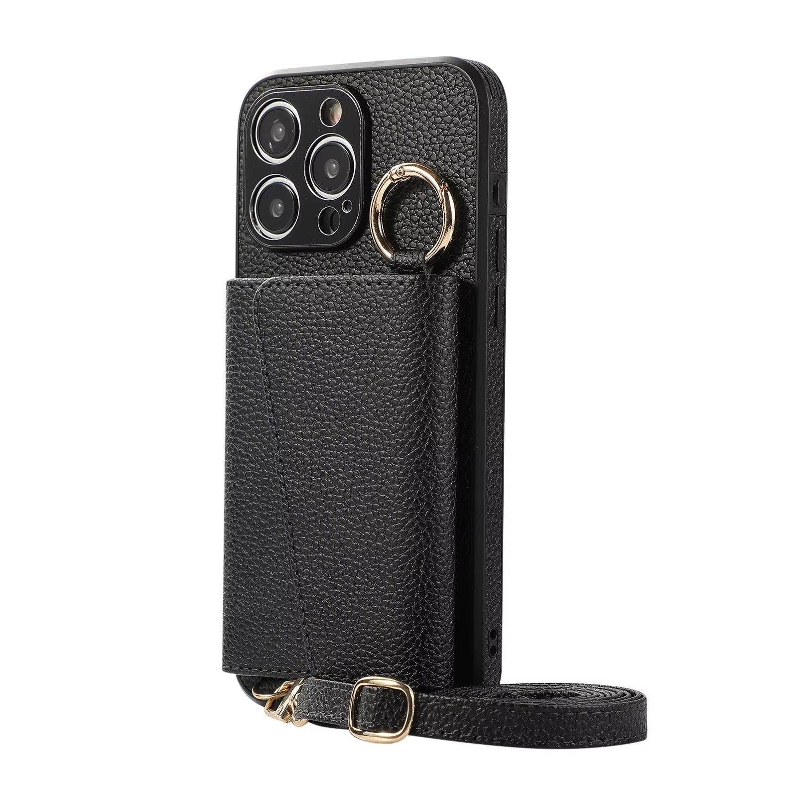 Premium iPhone Case MagSafe Compatible Magnetic Crossbody Wallet Cover PU Leather Card Slots Finger Ring Buckle Strap Shockproof Full Protection Slim Design