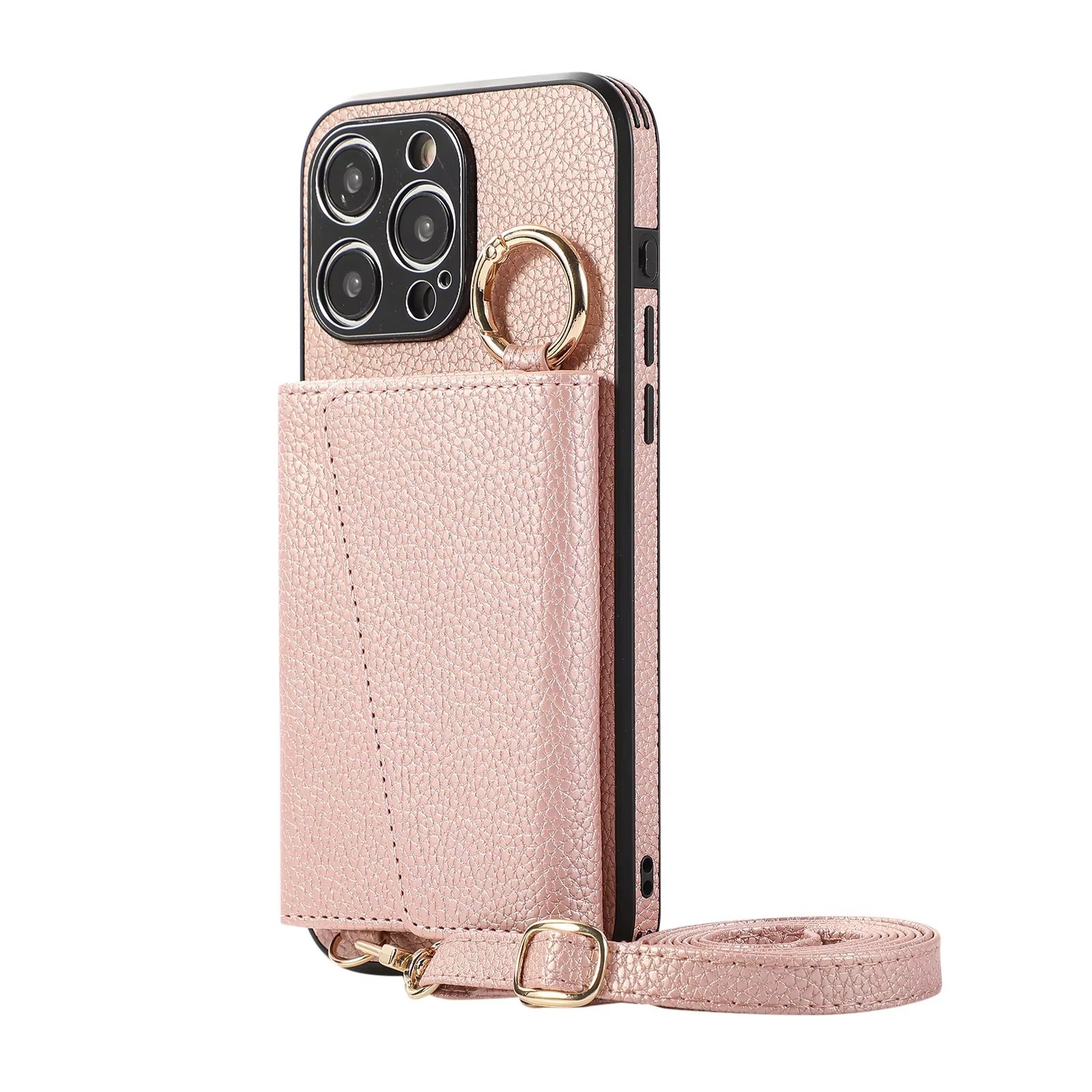 Premium iPhone Case MagSafe Compatible Magnetic Crossbody Wallet Cover PU Leather Card Slots Finger Ring Buckle Strap Shockproof Full Protection Slim Design