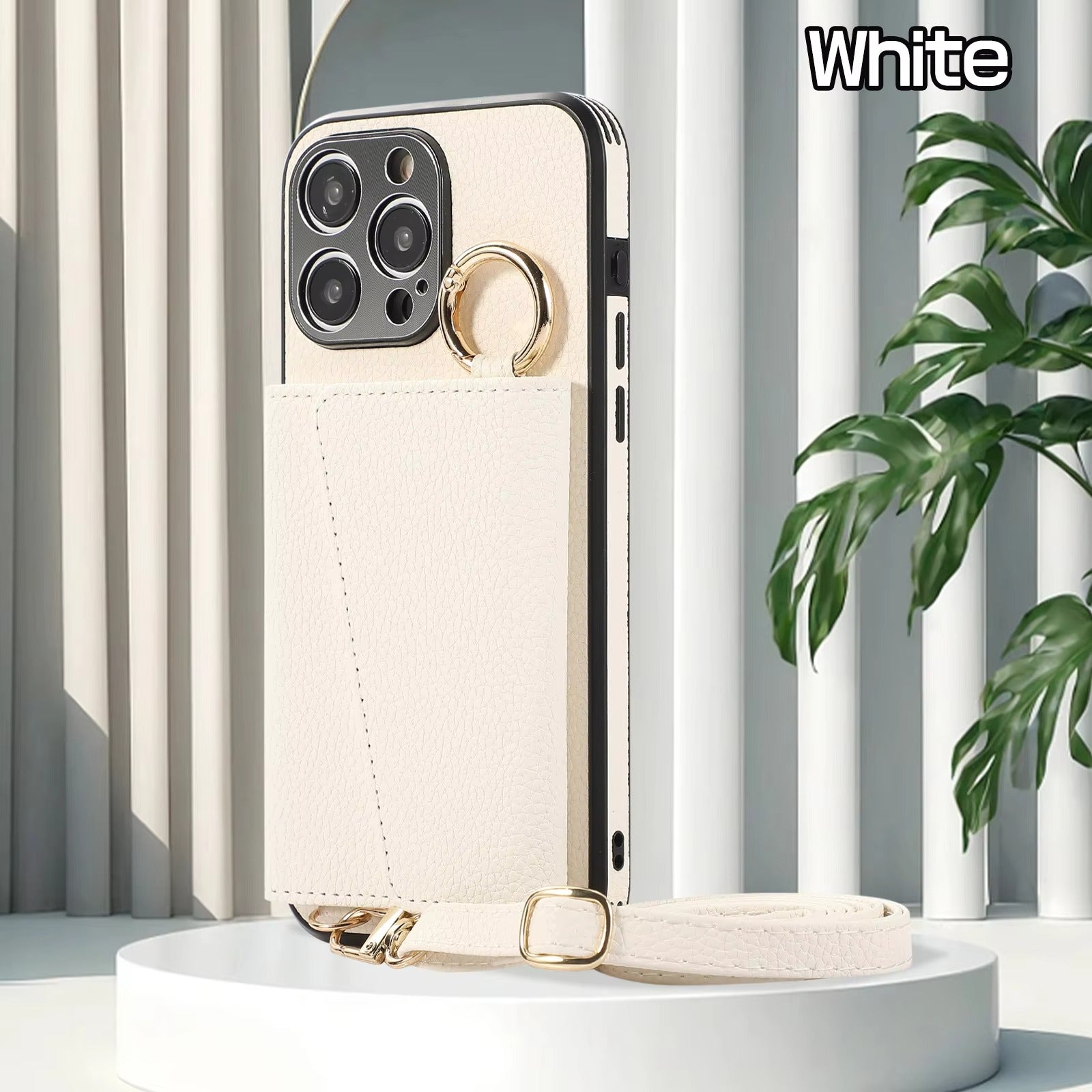 Premium iPhone Case MagSafe Compatible Magnetic Crossbody Wallet Cover PU Leather Card Slots Finger Ring Buckle Strap Shockproof Full Protection Slim Design