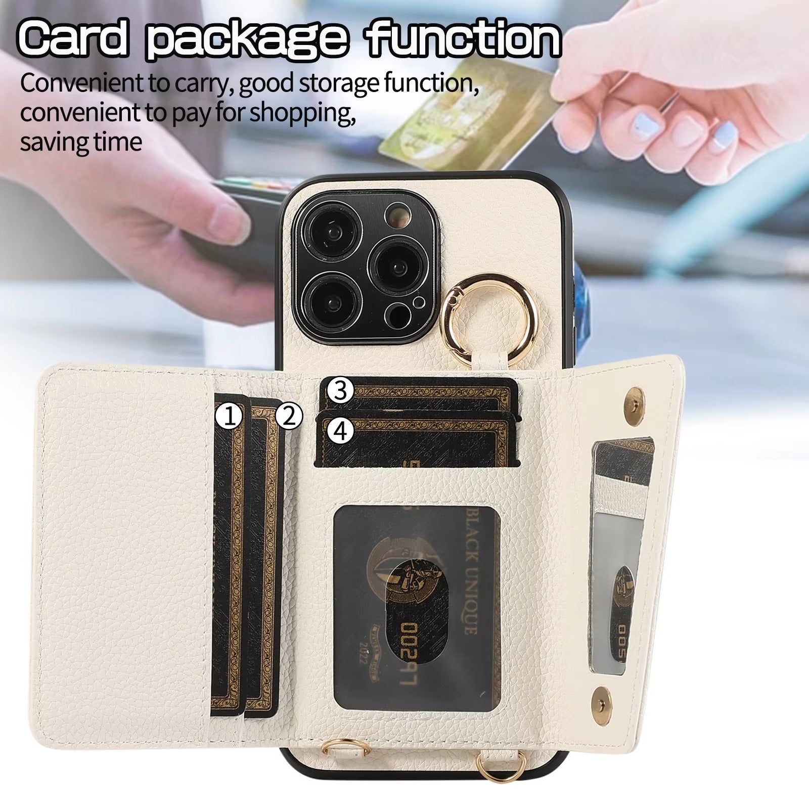 Premium iPhone Case MagSafe Compatible Magnetic Crossbody Wallet Cover PU Leather Card Slots Finger Ring Buckle Strap Shockproof Full Protection Slim Design