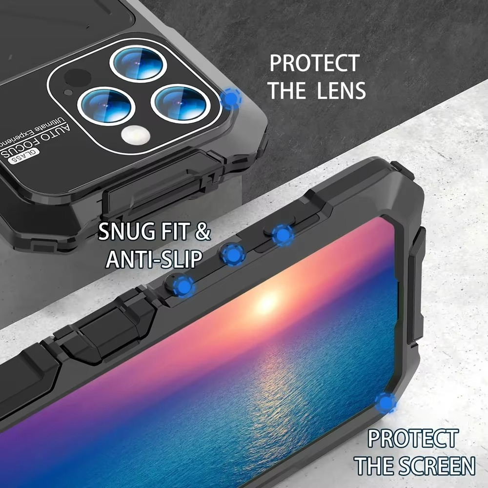 Premium iPhone Case MagSafe Compatible Magnetic Protective Cover 360 Metal Lock Frame Dual Tempered Glass Shockproof Full Body Protection Camera Lens Guard Ultra Thin