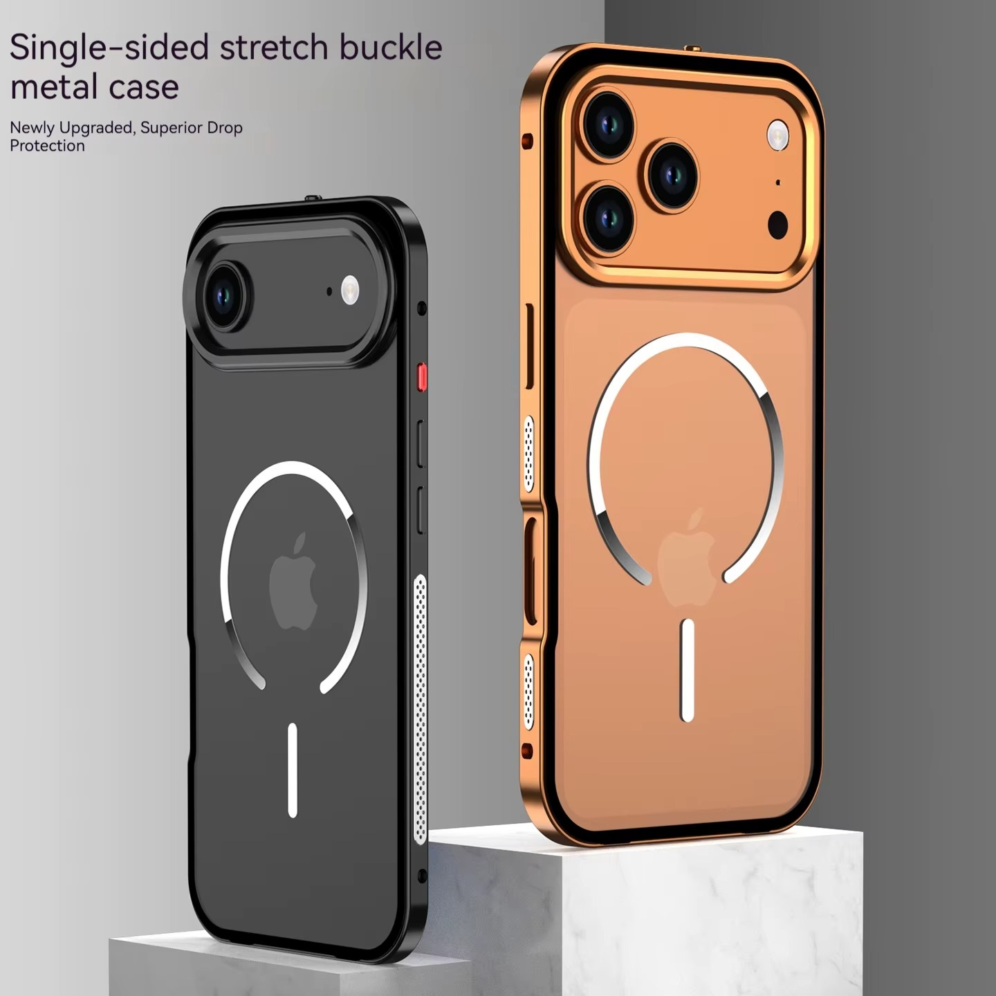Premium iPhone Case MagSafe Compatible Magnetic Protective Cover Aluminum Alloy Frame Frosted Matte Back Raised Camera Lens Protection Slim Design