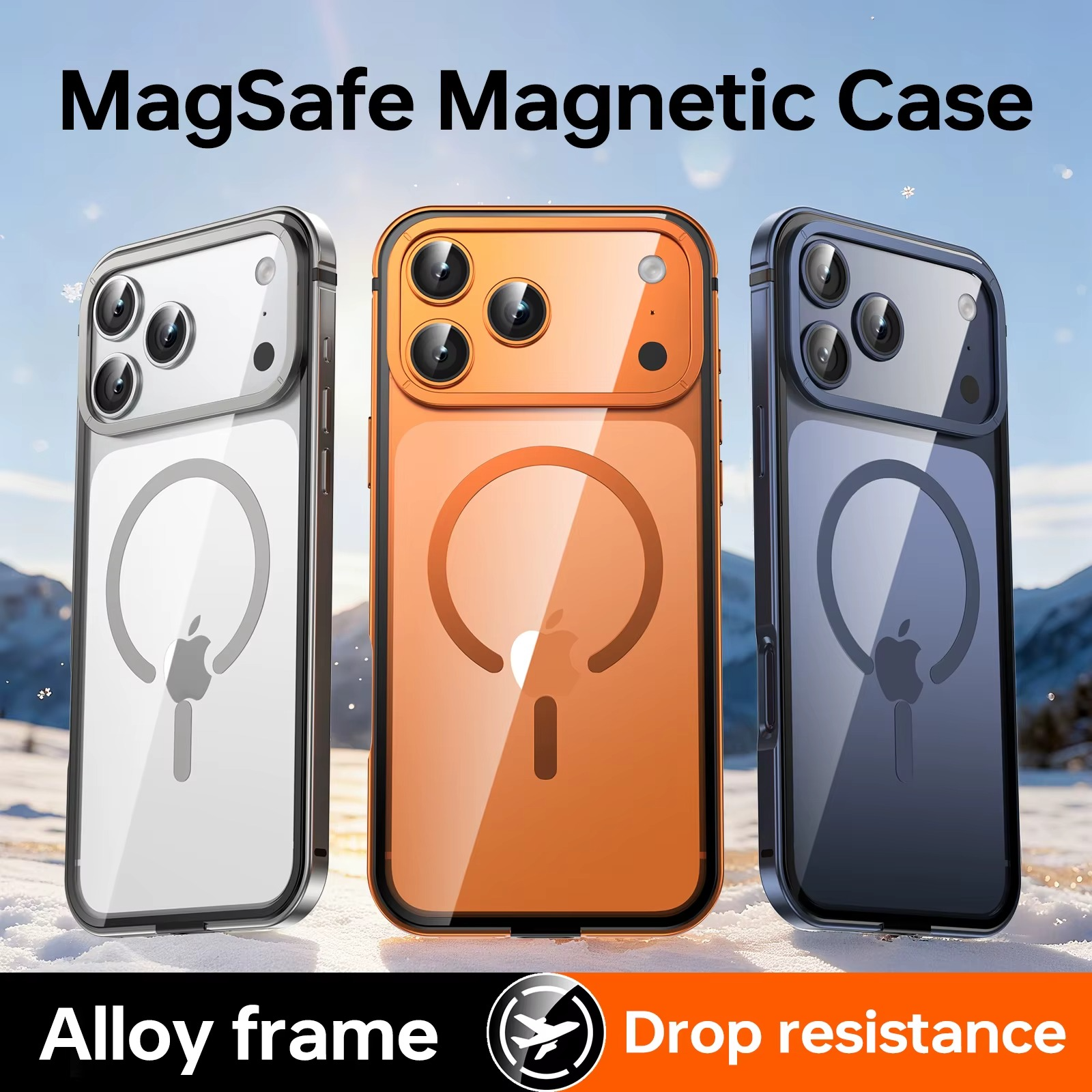 Premium iPhone Case MagSafe Compatible Magnetic Protective Cover Aluminum Alloy Frame Transparent Back Shockproof Protection Camera Lens Guard Slim Design