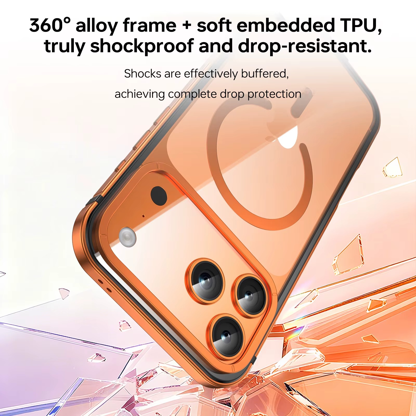 Premium iPhone Case MagSafe Compatible Magnetic Protective Cover Aluminum Alloy Frame Transparent Back Shockproof Protection Camera Lens Guard Slim Design