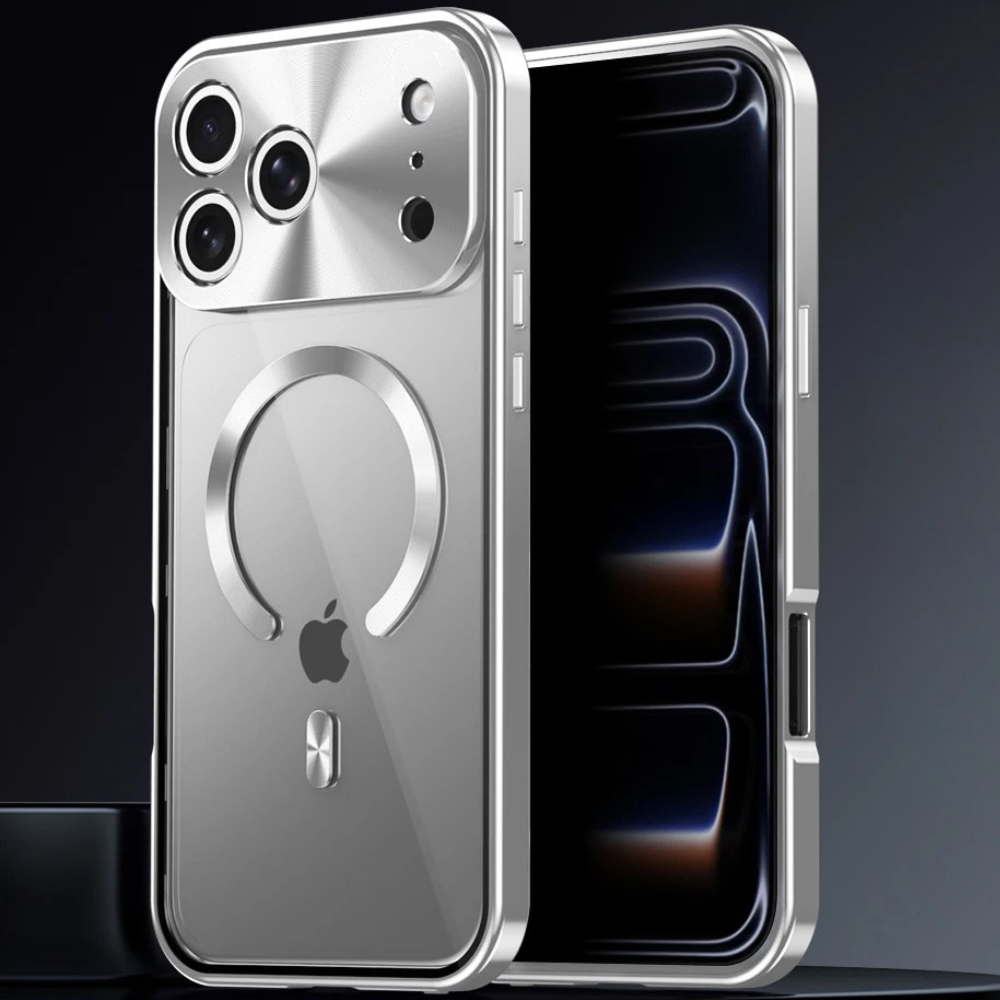 Premium iPhone Case MagSafe Compatible Magnetic Protective Cover Aluminum Frame Privacy Screen Protector Clear Back Shockproof Camera Lens Guard Slim Design