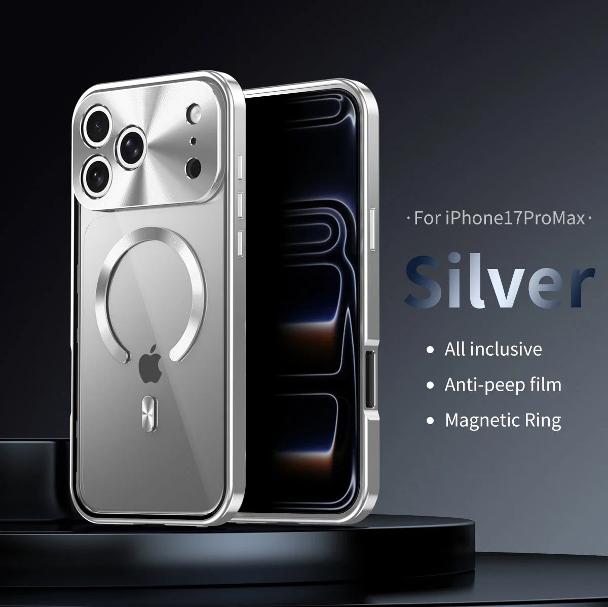 Premium iPhone Case MagSafe Compatible Magnetic Protective Cover Aluminum Frame Privacy Screen Protector Clear Back Shockproof Camera Lens Guard Slim Design