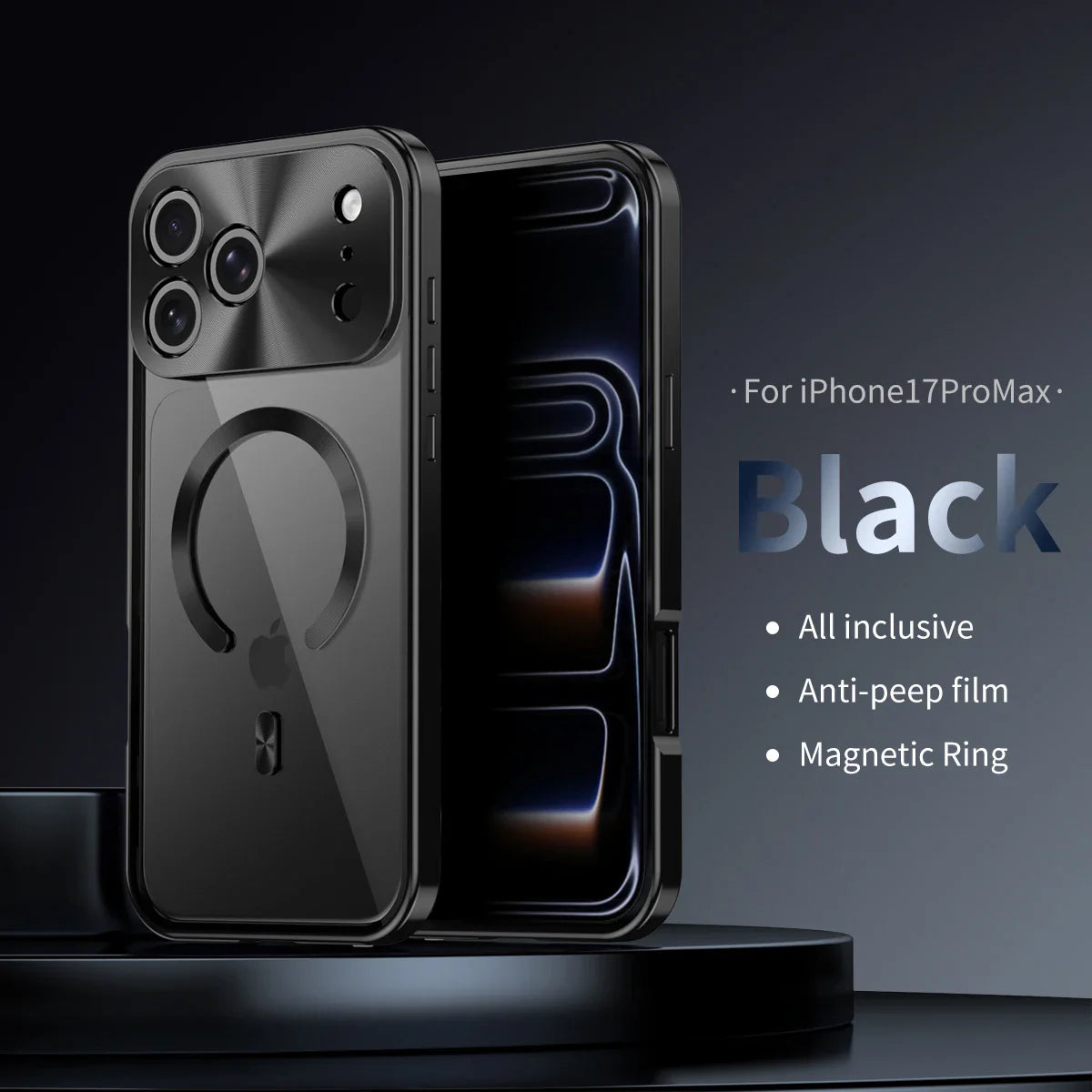Premium iPhone Case MagSafe Compatible Magnetic Protective Cover Aluminum Frame Privacy Screen Protector Clear Back Shockproof Camera Lens Guard Slim Design