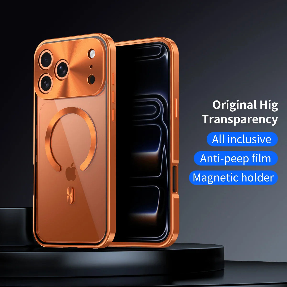 Premium iPhone Case MagSafe Compatible Magnetic Protective Cover Aluminum Frame Privacy Screen Protector Clear Back Shockproof Camera Lens Guard Slim Design