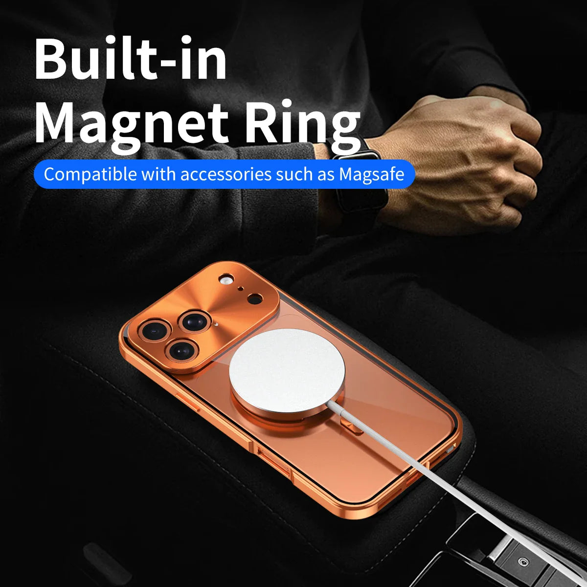 Premium iPhone Case MagSafe Compatible Magnetic Protective Cover Aluminum Frame Privacy Screen Protector Clear Back Shockproof Camera Lens Guard Slim Design