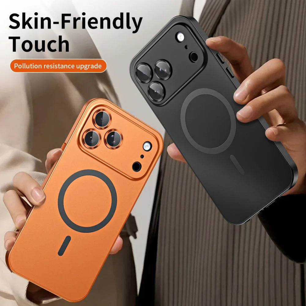 Premium iPhone Case MagSafe Compatible Magnetic Protective Cover Aluminum Metal Frame PC Back Shockproof Camera Lens Protection Ultra Thin Full Protection