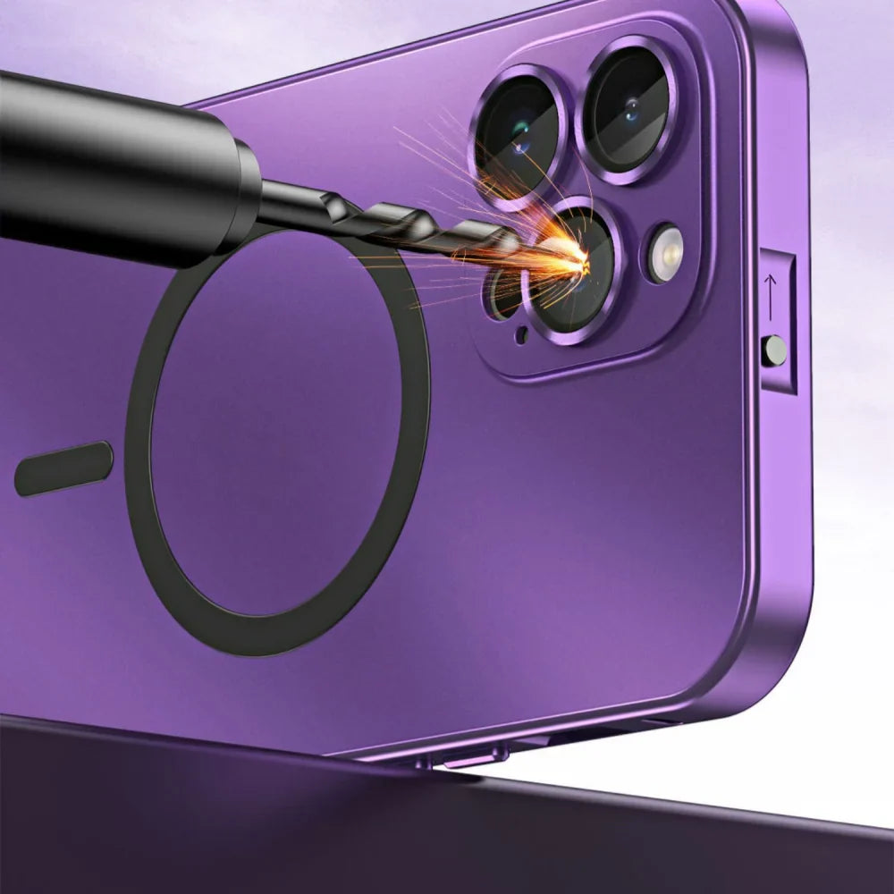 Premium iPhone Case MagSafe Compatible Magnetic Protective Cover Aluminum Metal Frame PC Back Shockproof Camera Lens Protection Ultra Thin Full Protection