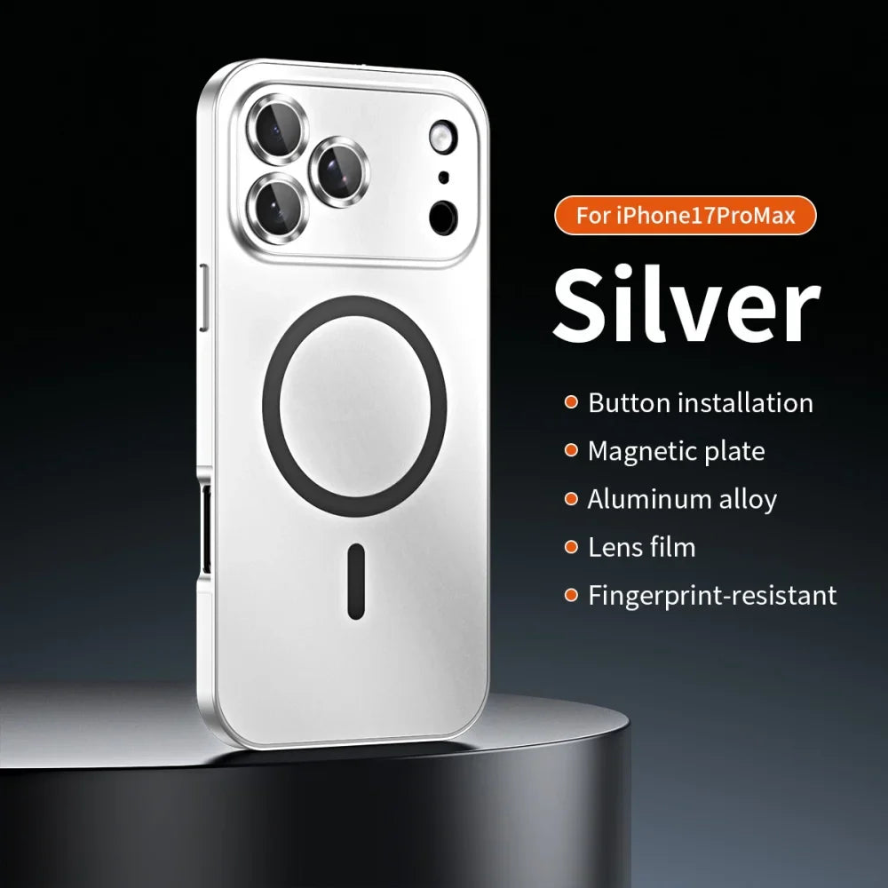 Premium iPhone Case MagSafe Compatible Magnetic Protective Cover Aluminum Metal Frame PC Back Shockproof Camera Lens Protection Ultra Thin Full Protection