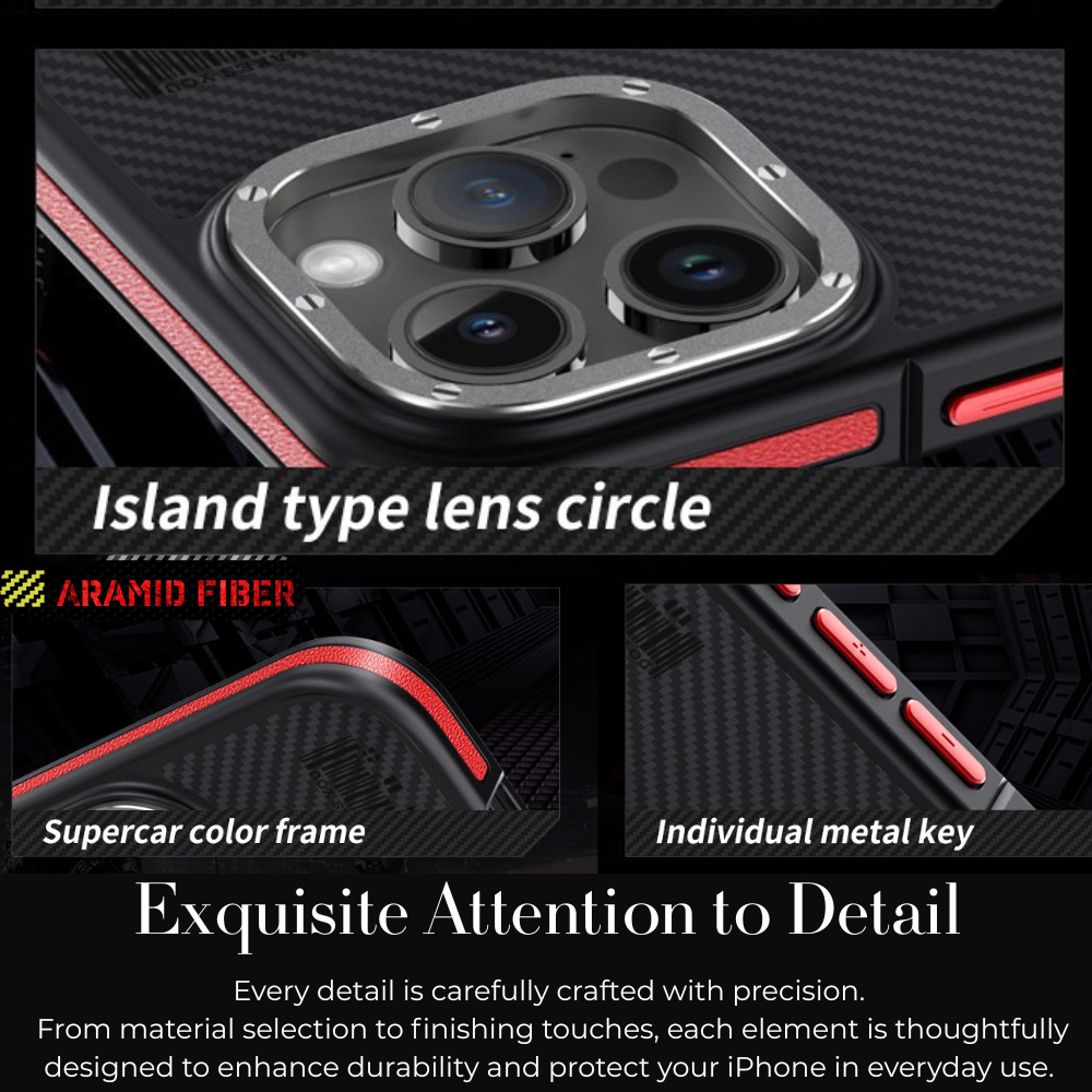 Premium iPhone Case MagSafe Compatible Magnetic Protective Cover Aramid Fiber 600D Ultra Thin Lightweight Shockproof Carbon Texture Slim Design