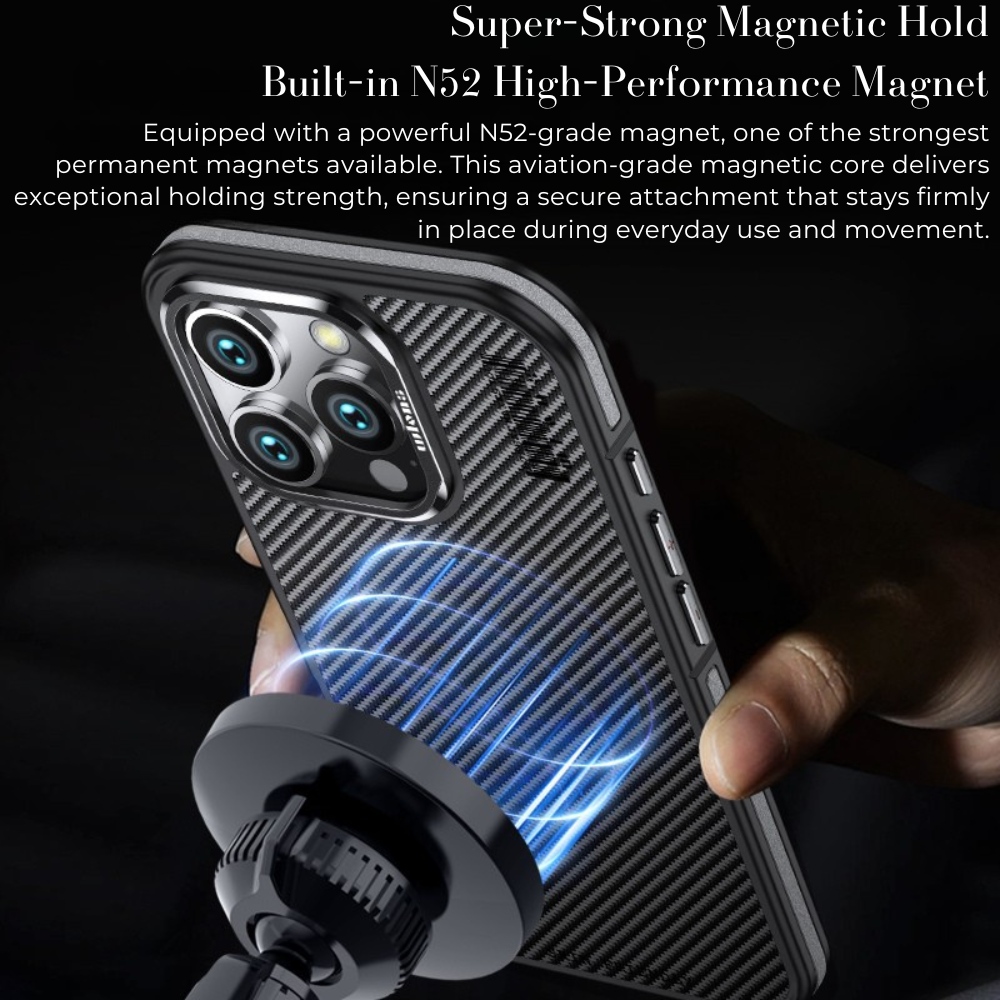 Premium iPhone Case MagSafe Compatible Magnetic Protective Cover Aramid Fiber 600D Ultra Thin Lightweight Shockproof Carbon Texture Slim Design