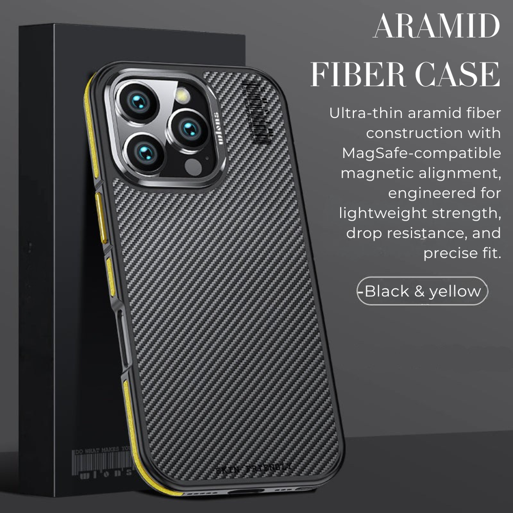 Premium iPhone Case MagSafe Compatible Magnetic Protective Cover Aramid Fiber 600D Ultra Thin Lightweight Shockproof Carbon Texture Slim Design