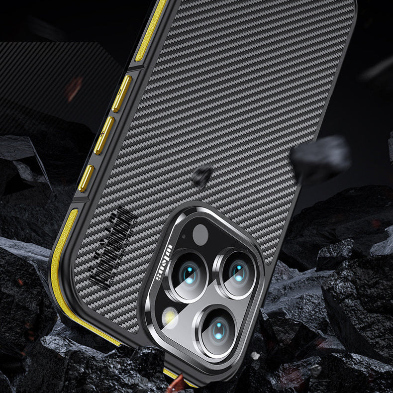 Premium iPhone Case MagSafe Compatible Magnetic Protective Cover Aramid Fiber 600D Ultra Thin Lightweight Shockproof Carbon Texture Slim Design